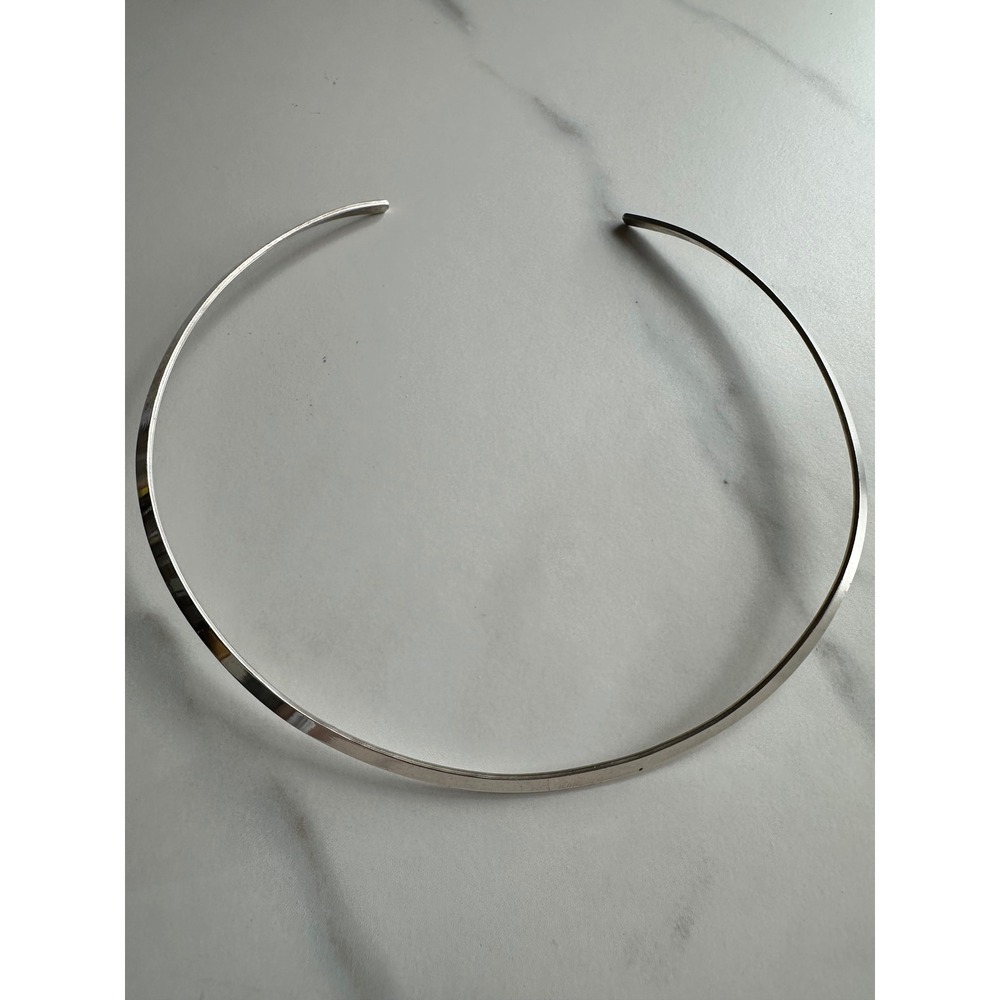 925 Sterling Silver Minimalist Open Torque Torc Collar Necklace Choker 15.64g